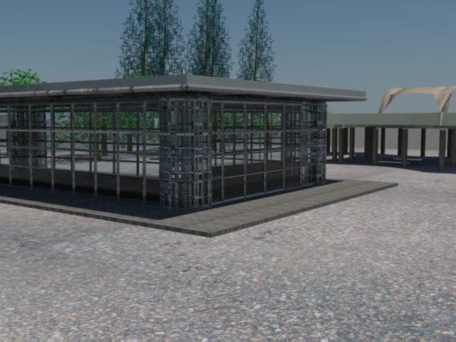 A Pavilion Idea design with landscape 3D model