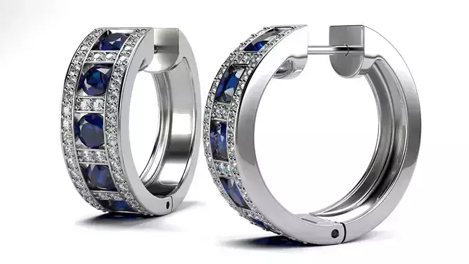 Round Shape Sapphire Earrings