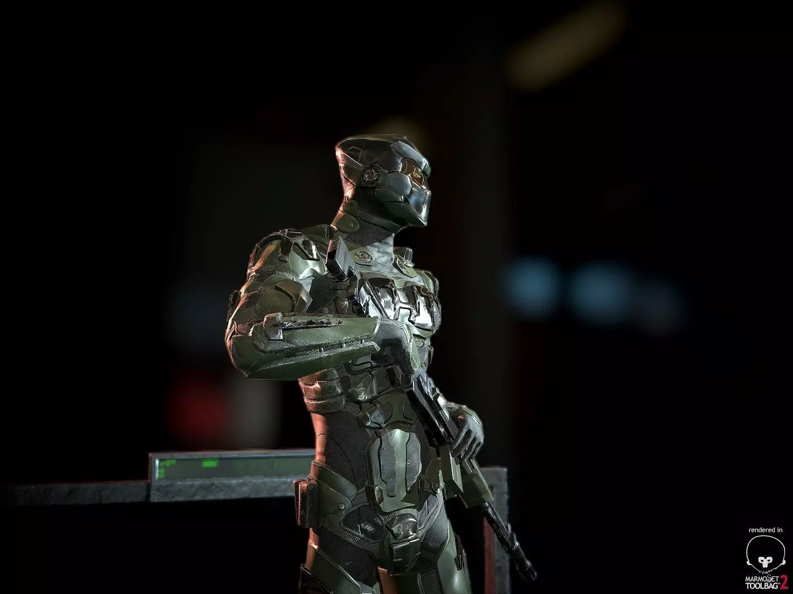 SciFi Soldier Low-poly 3D model_0