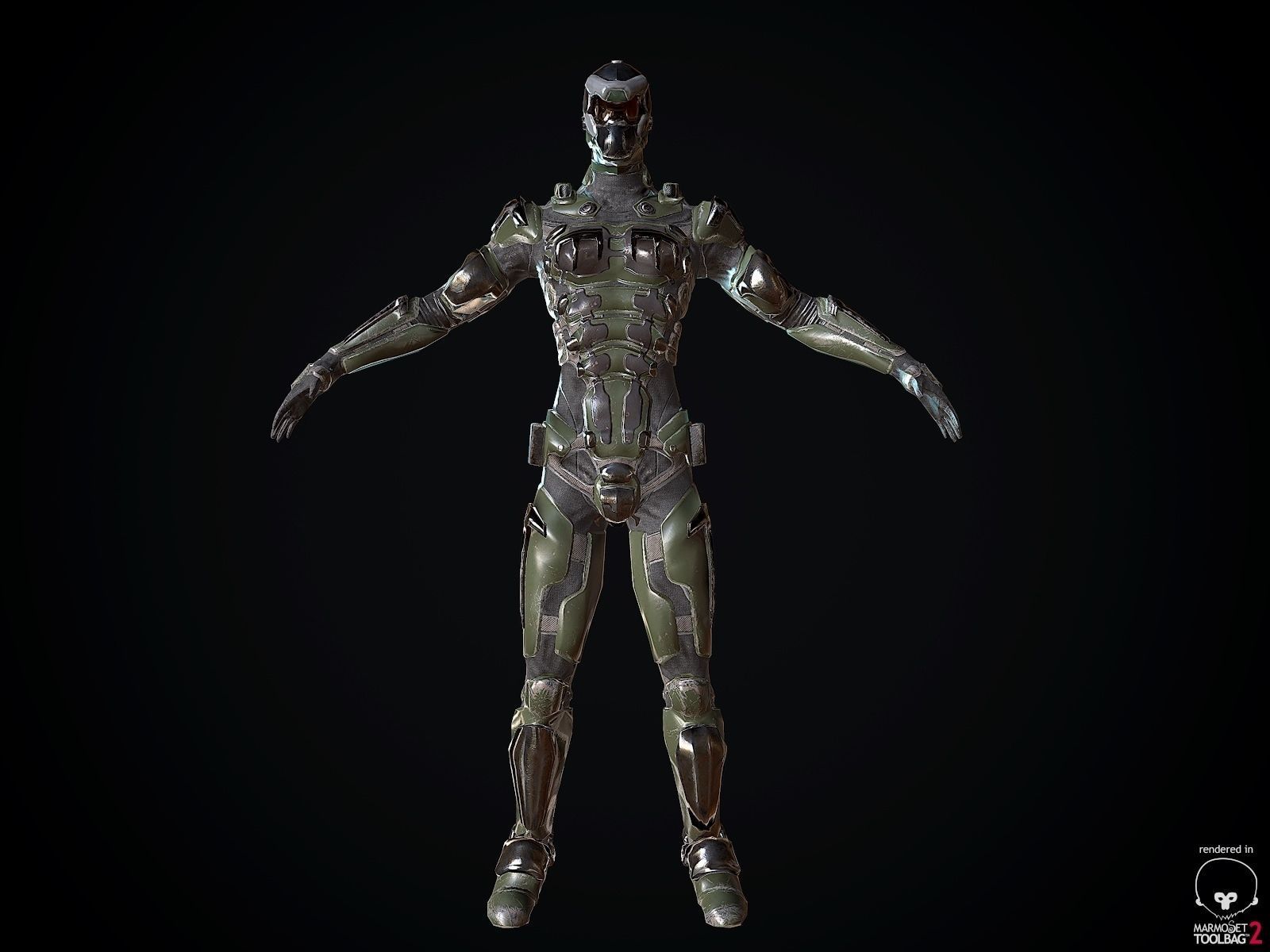 SciFi Soldier Low-poly 3D model_2
