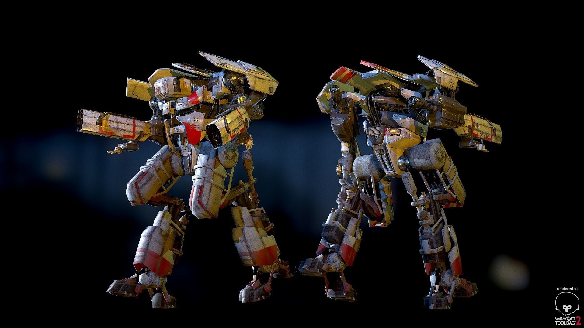 Combat Mech Low-poly 3D model_2