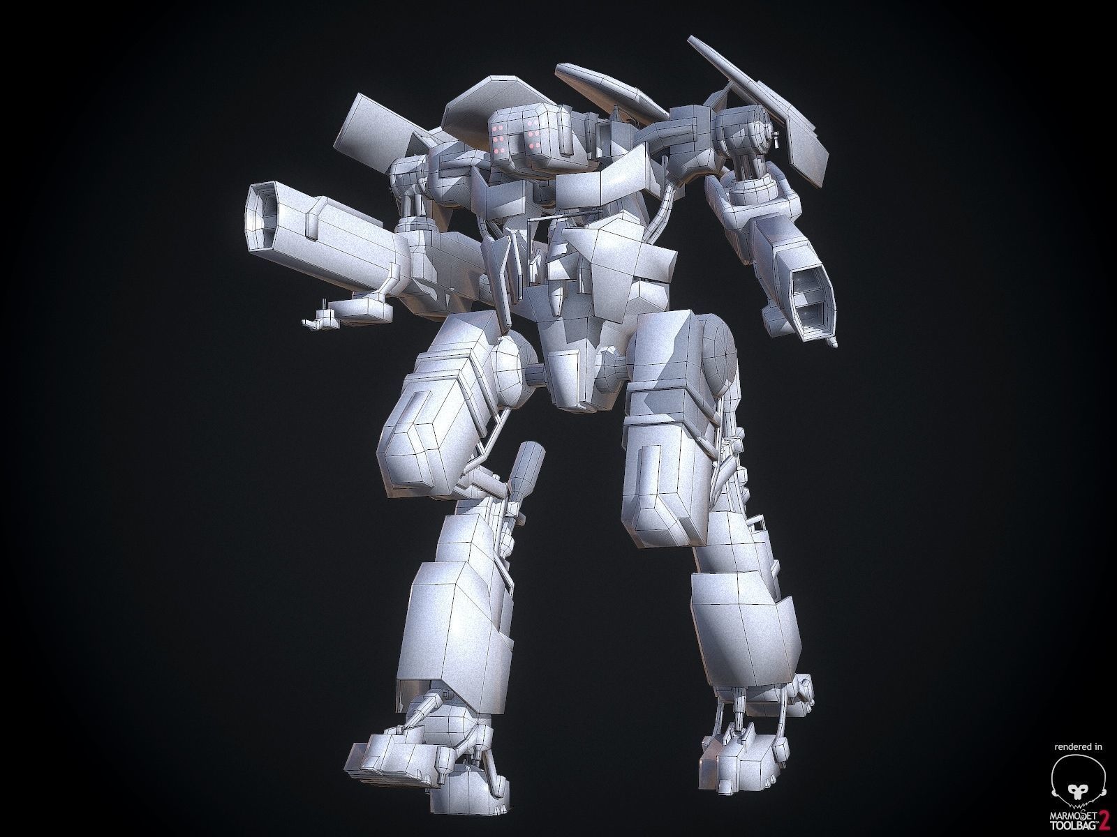 Combat Mech Low-poly 3D model_4