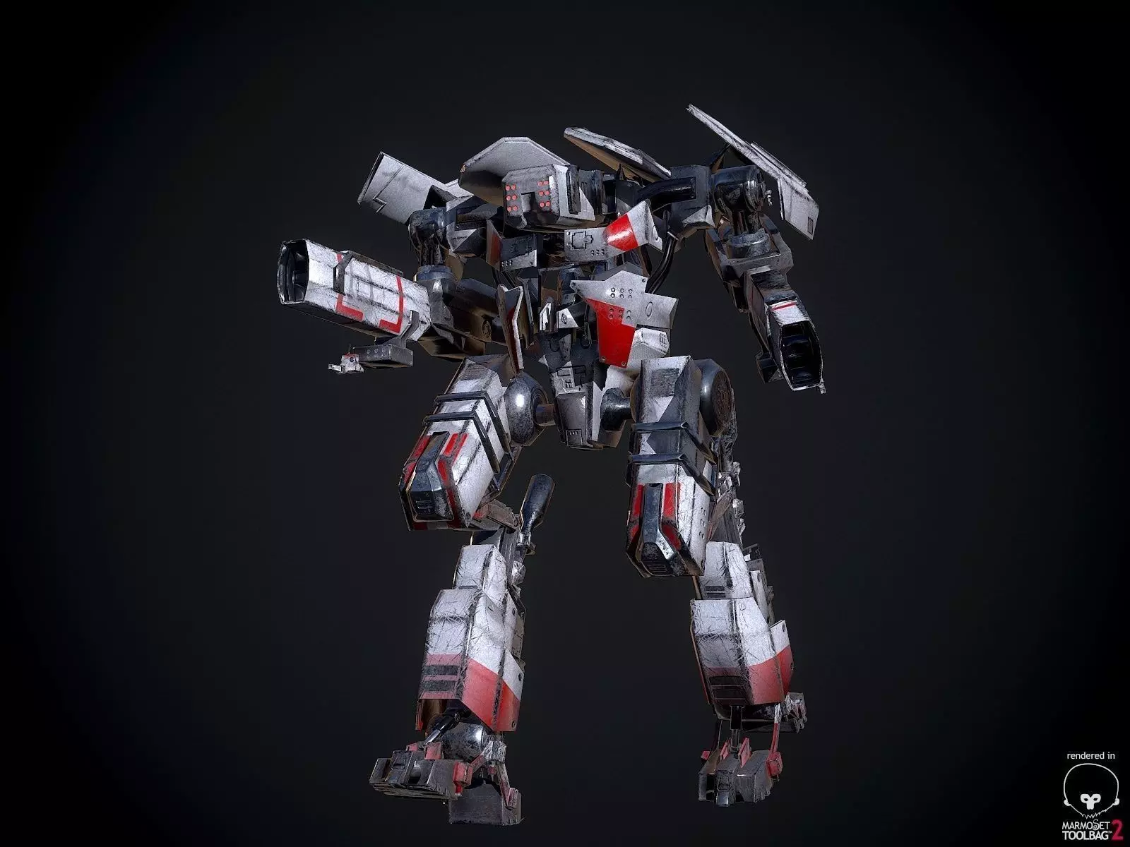 Combat Mech Low-poly 3D model_0