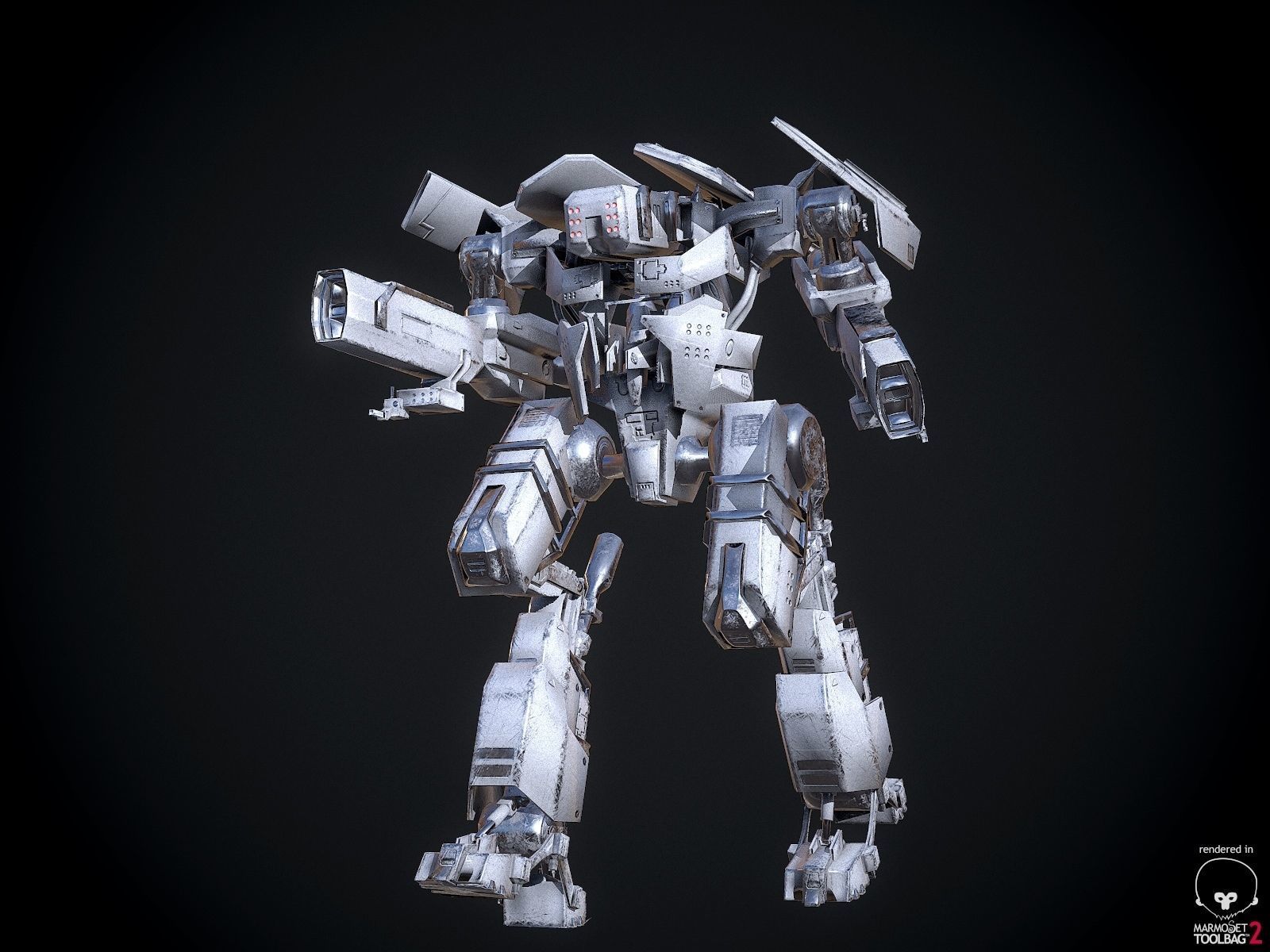 Combat Mech Low-poly 3D model_3
