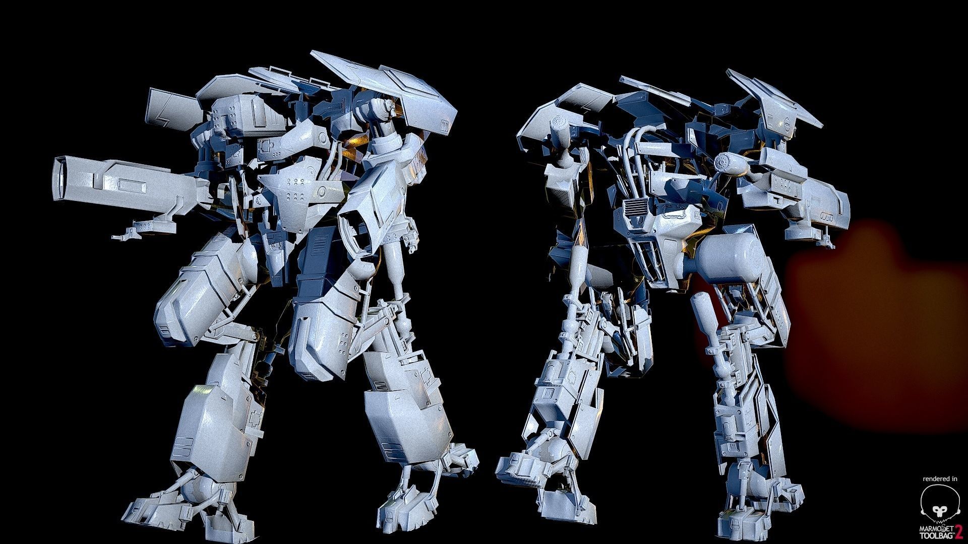 Combat Mech Low-poly 3D model_1