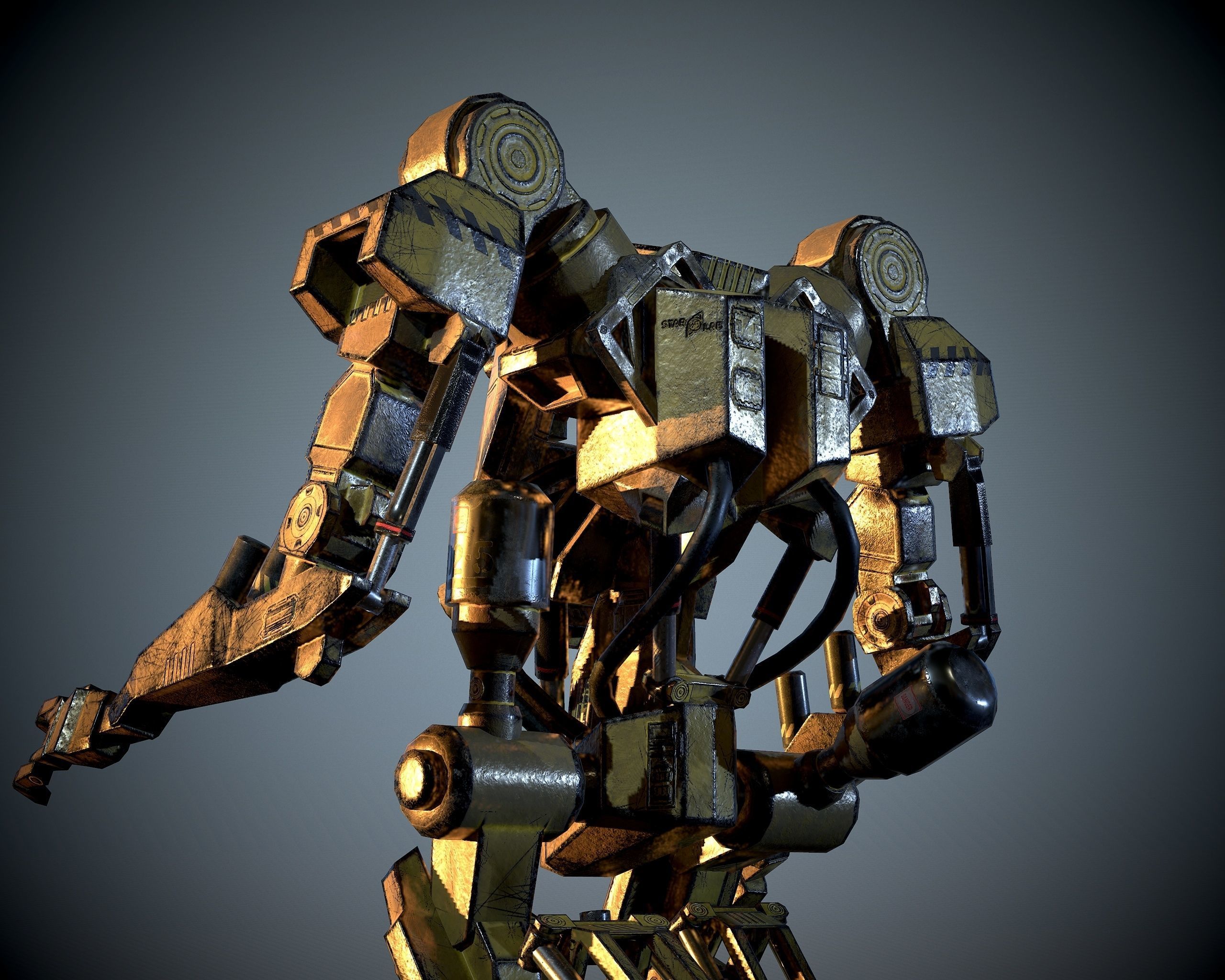 Industrial Mech Low-poly 3D model_2