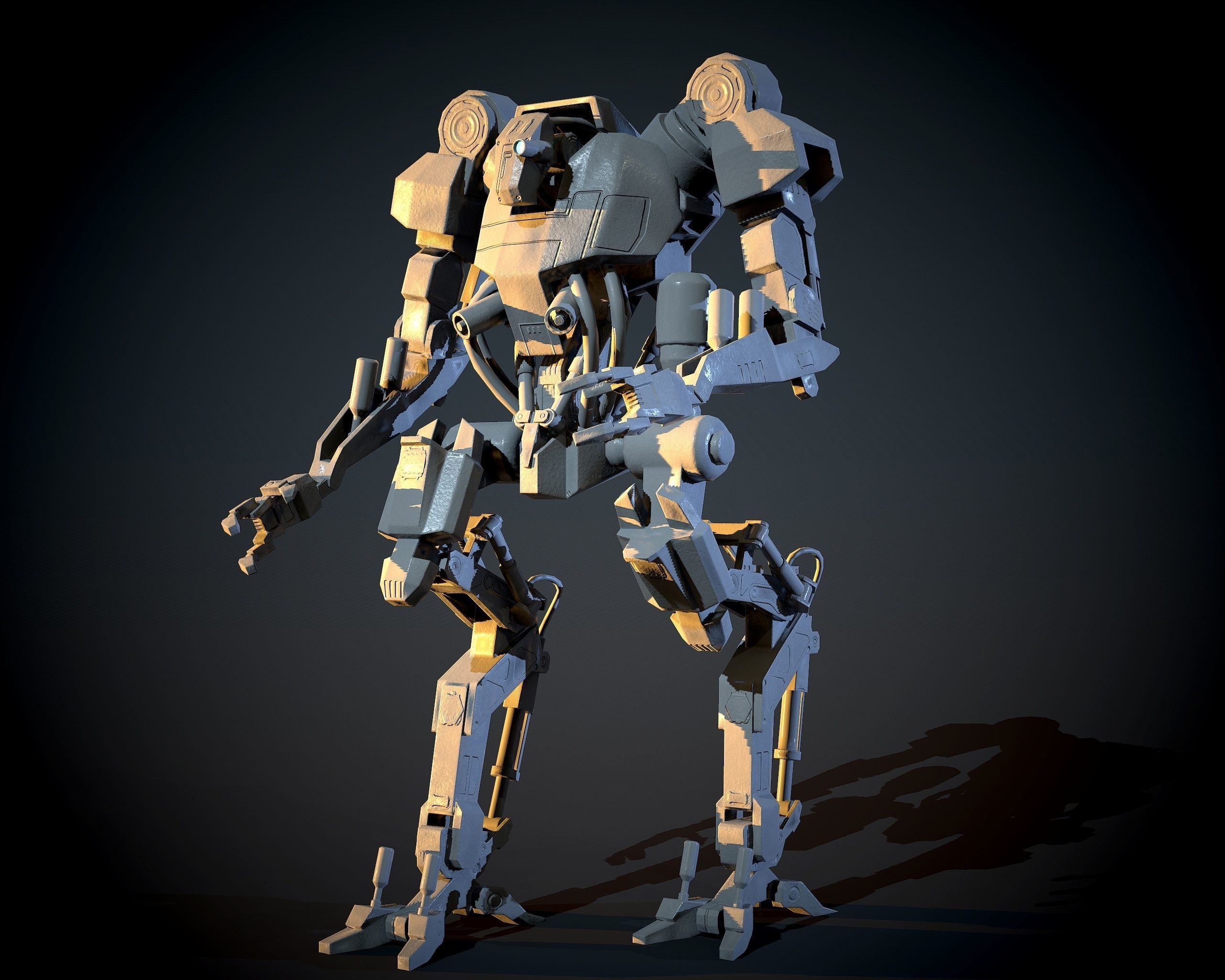 Industrial Mech Low-poly 3D model_4