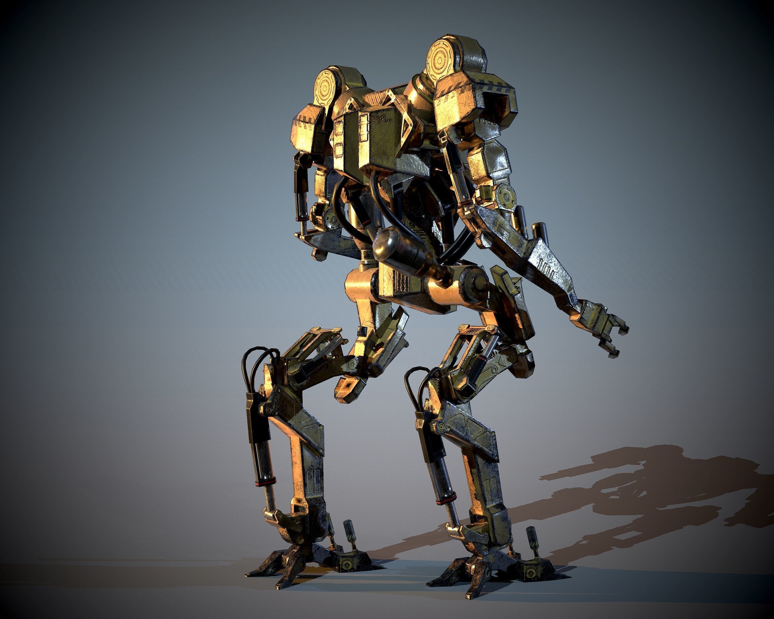 Industrial Mech Low-poly 3D model_1
