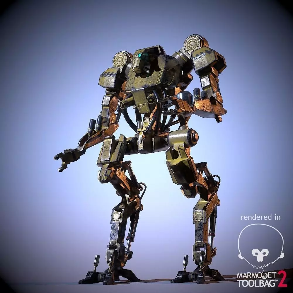 Industrial Mech Low-poly 3D model_0