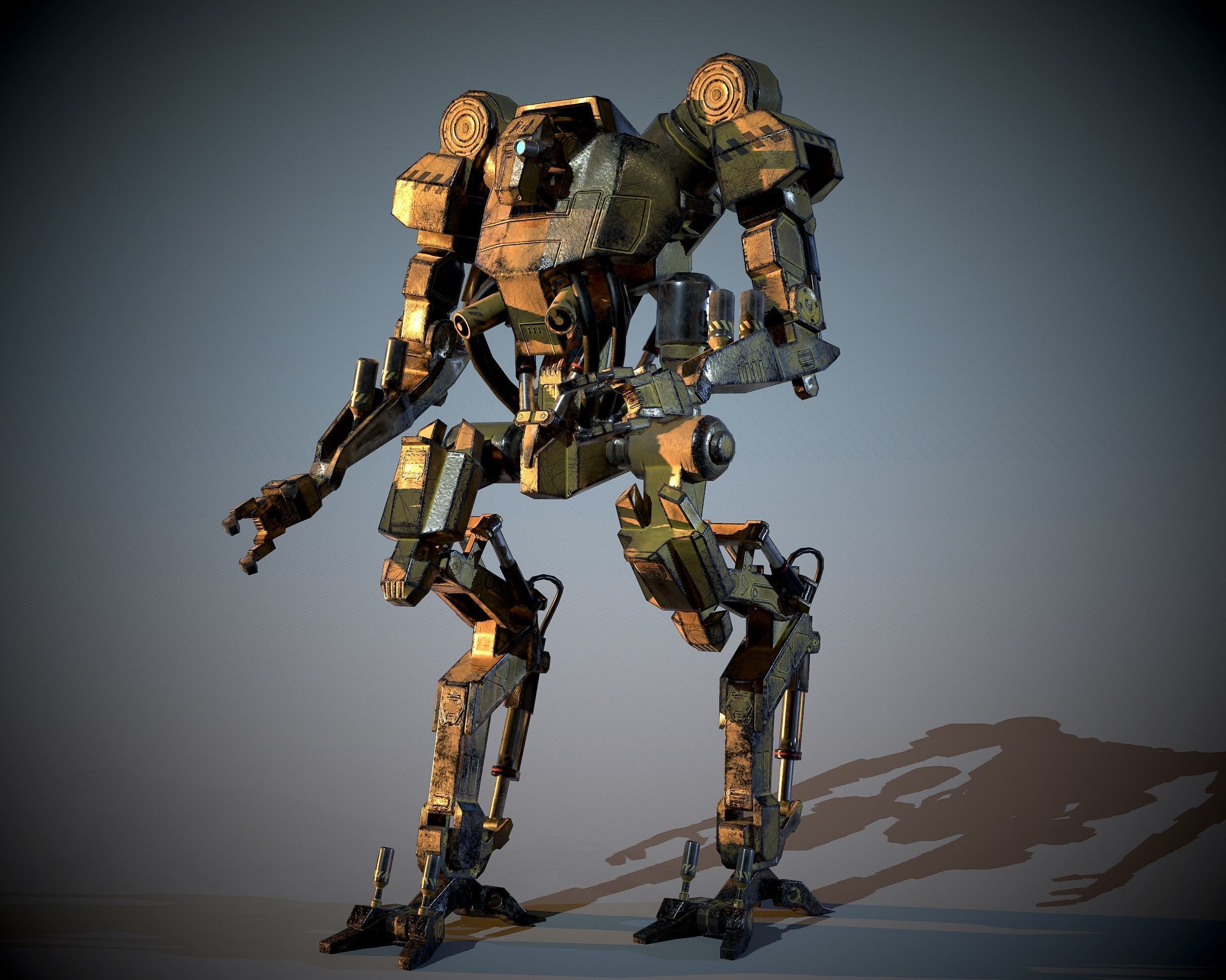 Industrial Mech Low-poly 3D model_5