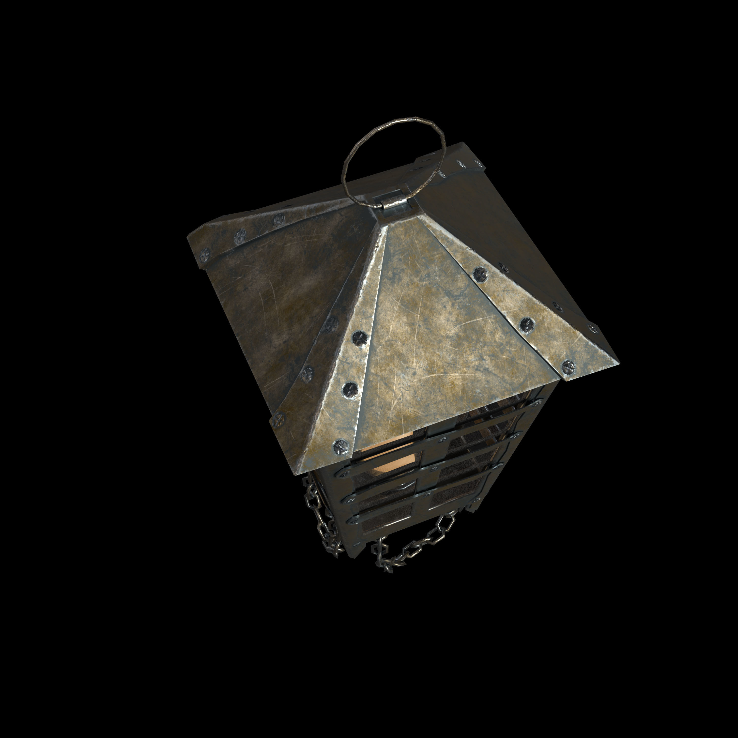 Old Hanging Lamp Low-poly 3D model_12