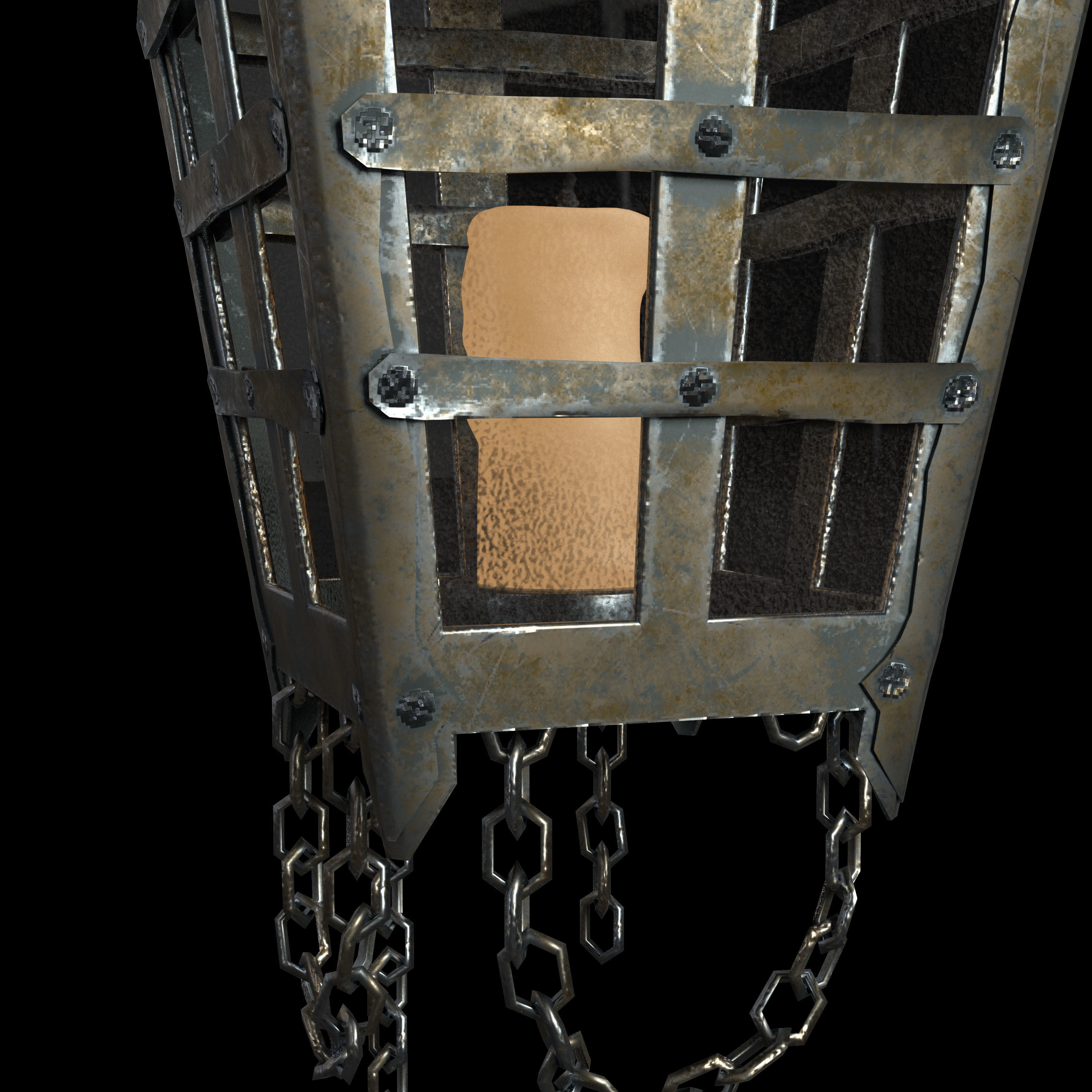 Old Hanging Lamp Low-poly 3D model_5