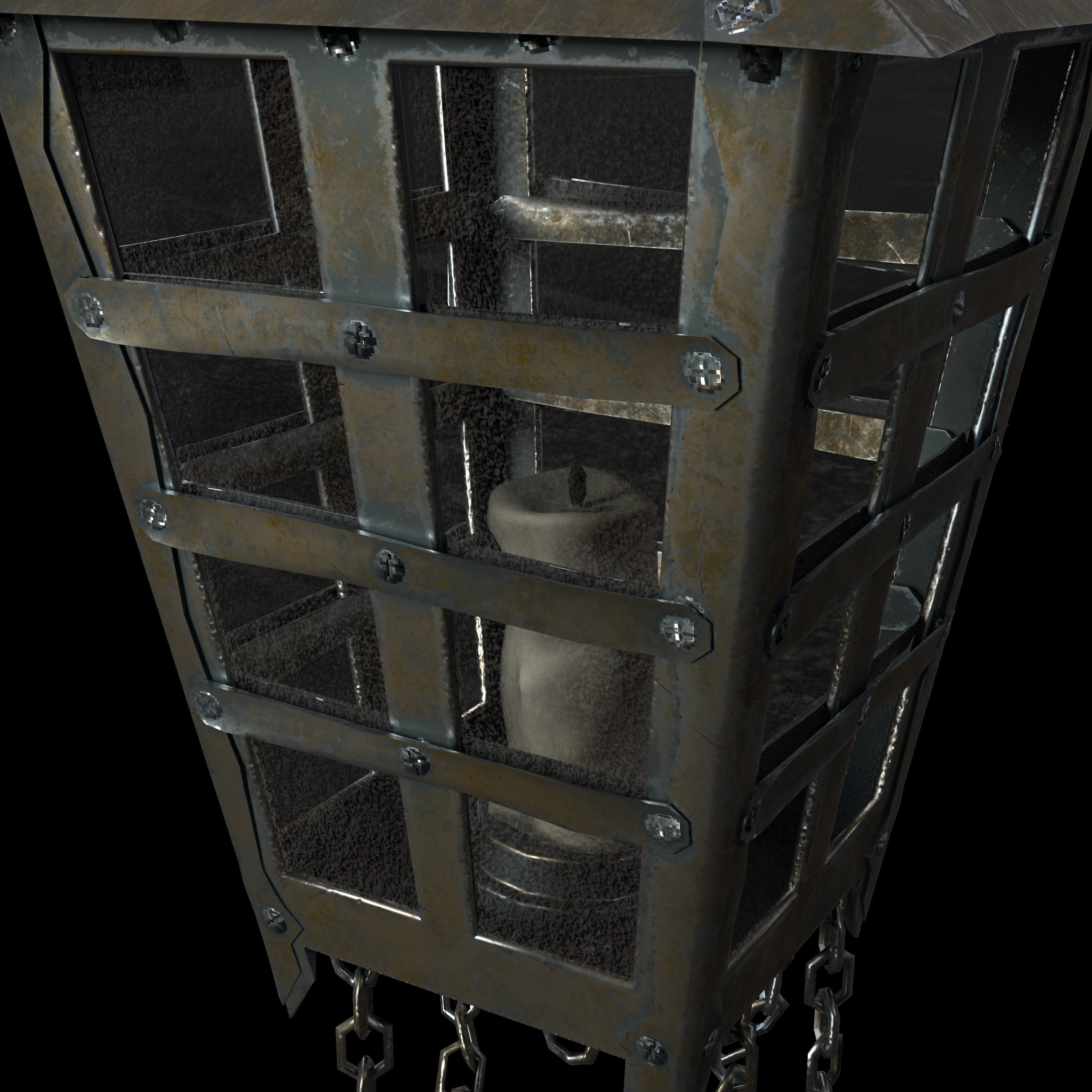 Old Hanging Lamp Low-poly 3D model_6