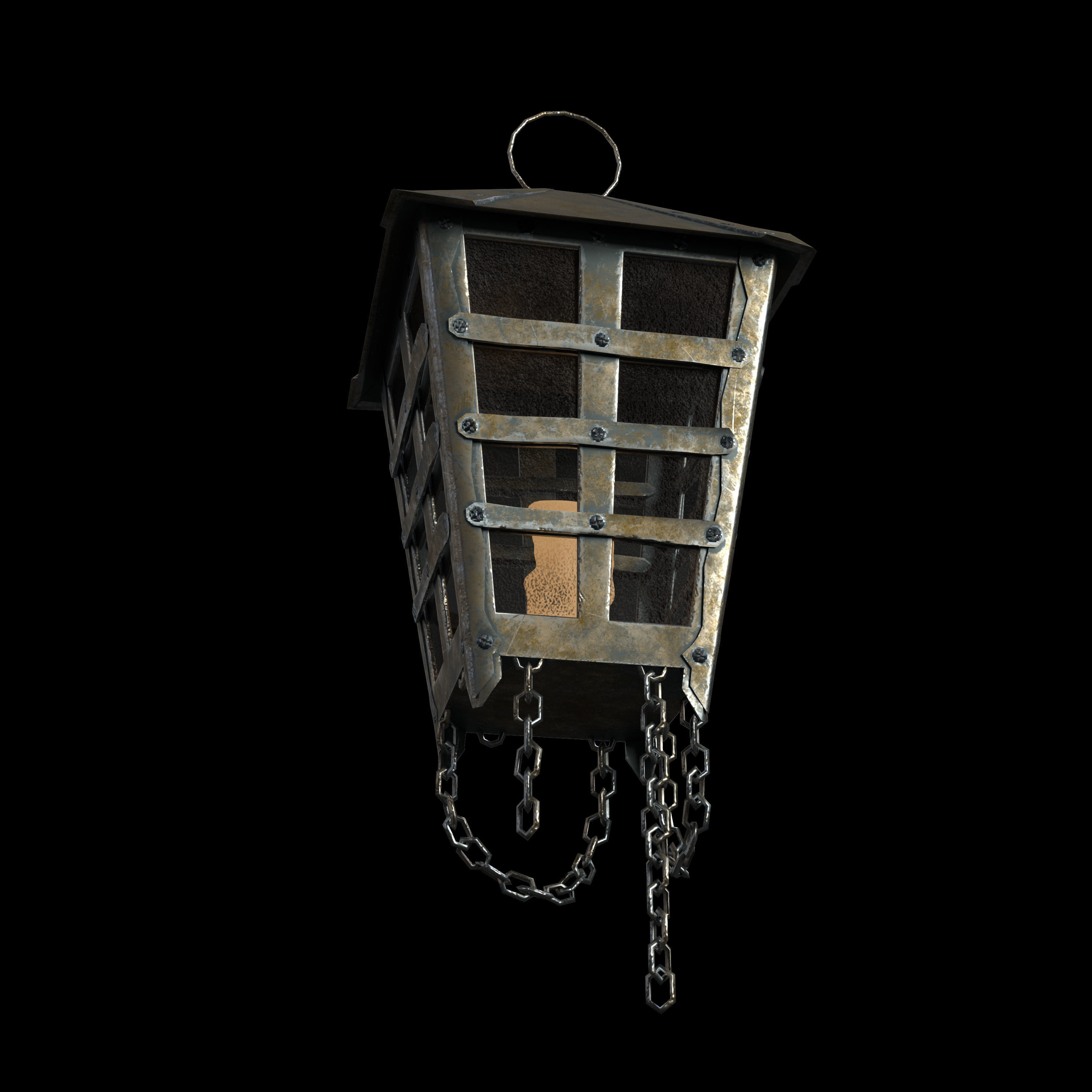 Old Hanging Lamp Low-poly 3D model_9