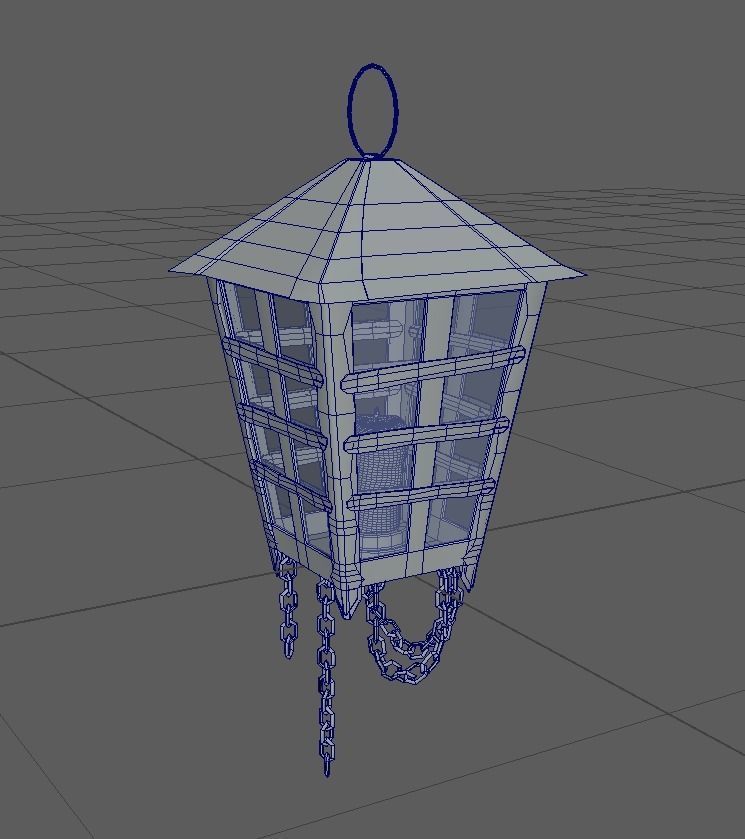 Old Hanging Lamp Low-poly 3D model_3