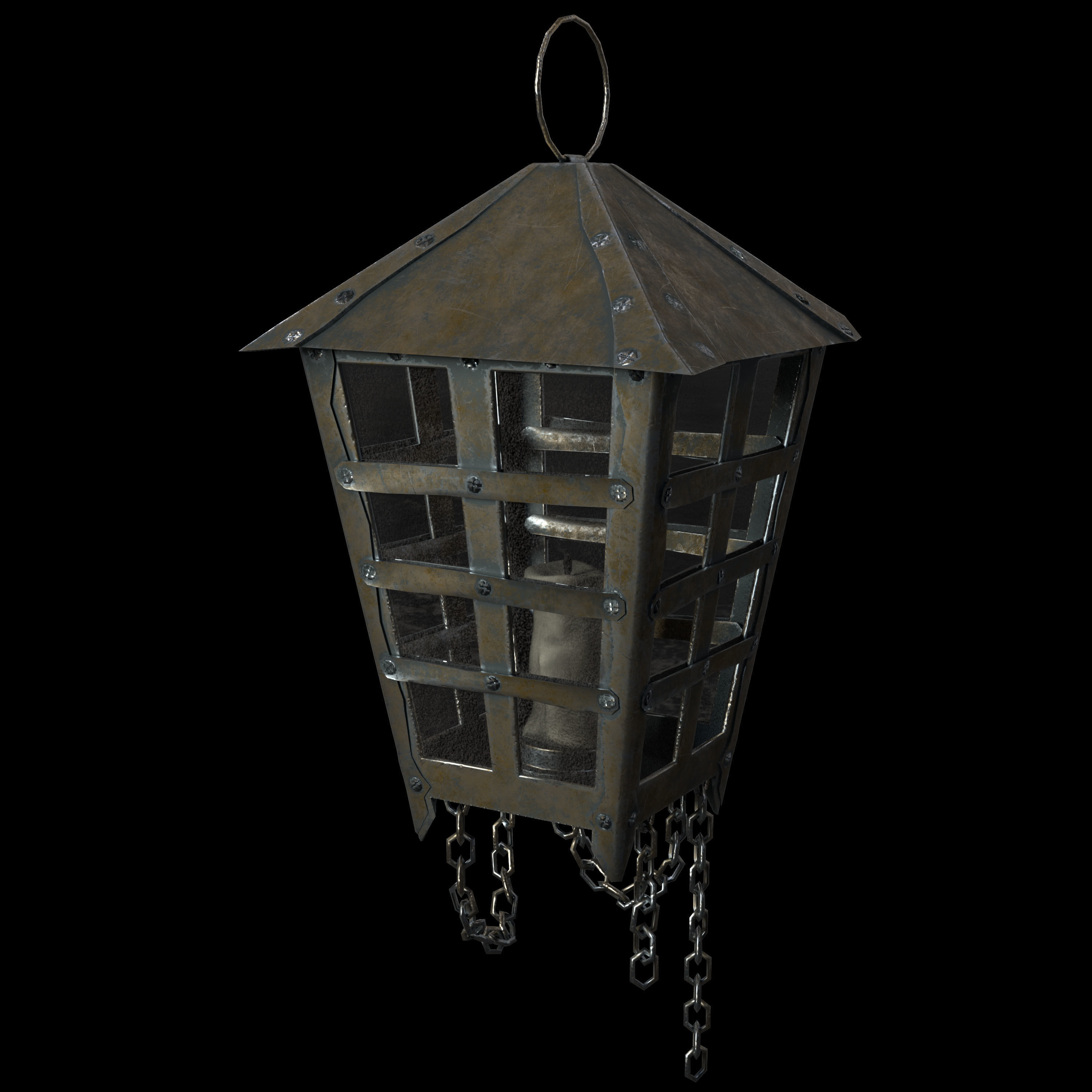 Old Hanging Lamp Low-poly 3D model_13