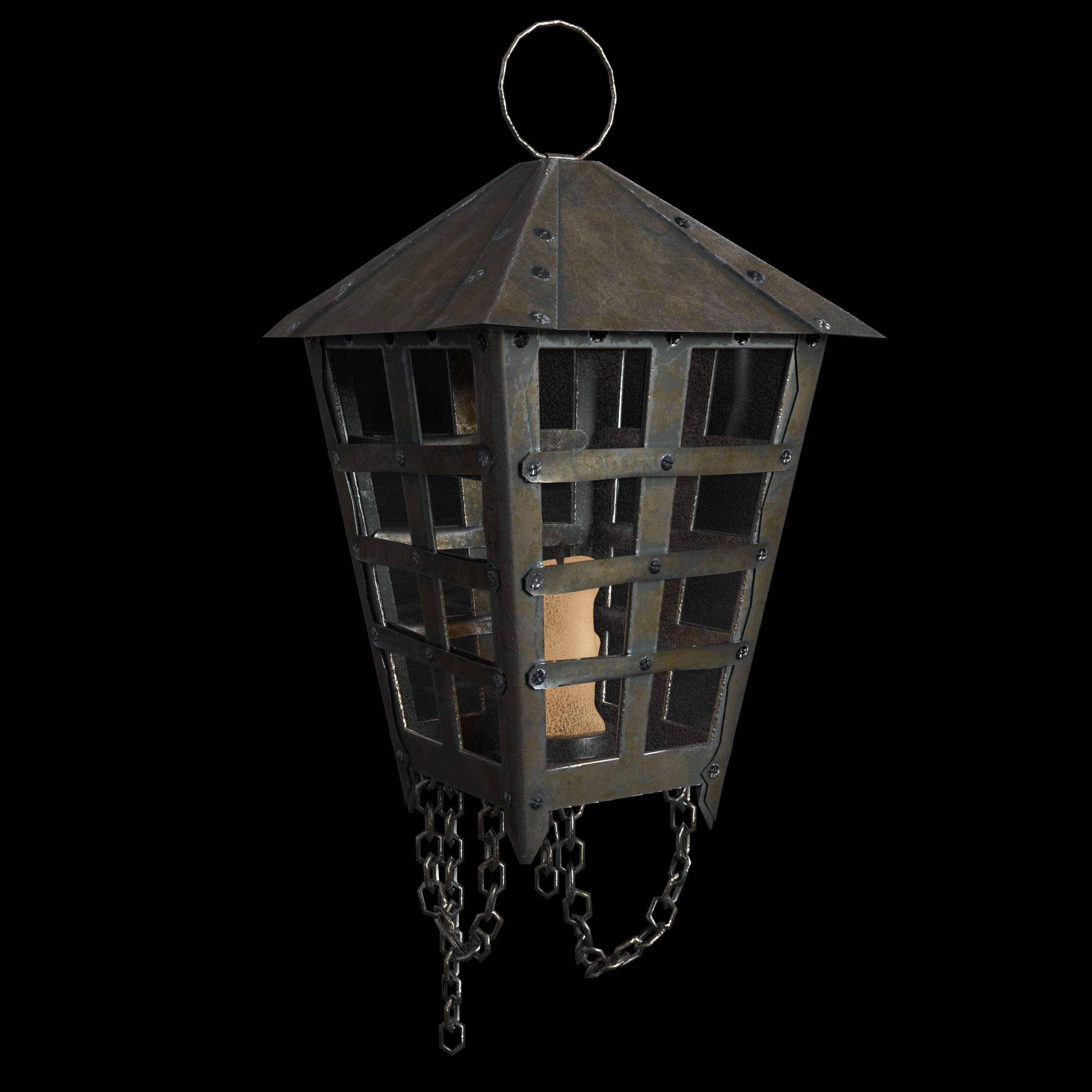 Old Hanging Lamp Low-poly 3D model_8