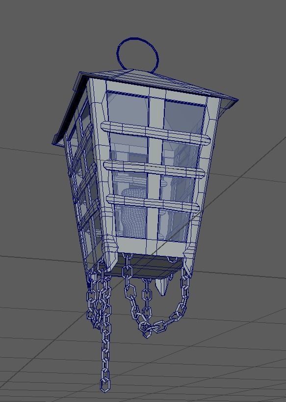 Old Hanging Lamp Low-poly 3D model_7