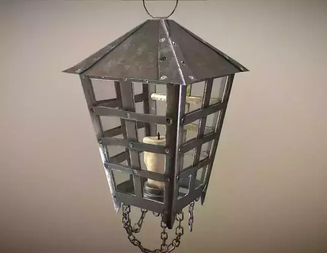Old Hanging Lamp Low-poly 3D model