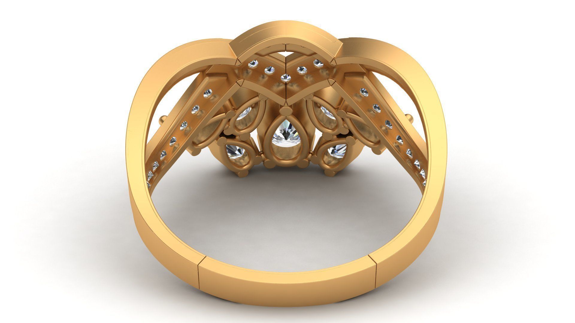 Chaumet Crown Diamond Gold Ring 3D print model_7