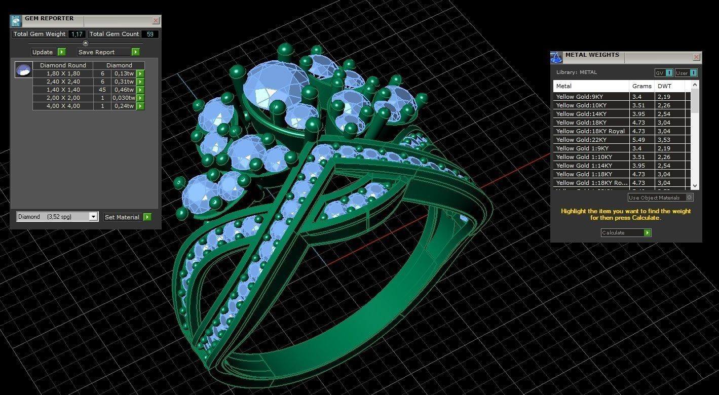 Chaumet Crown Diamond Gold Ring 3D print model_13