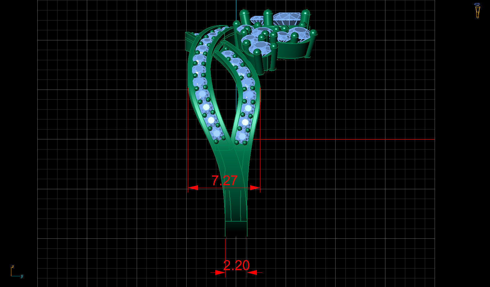 Chaumet Crown Diamond Gold Ring 3D print model_8