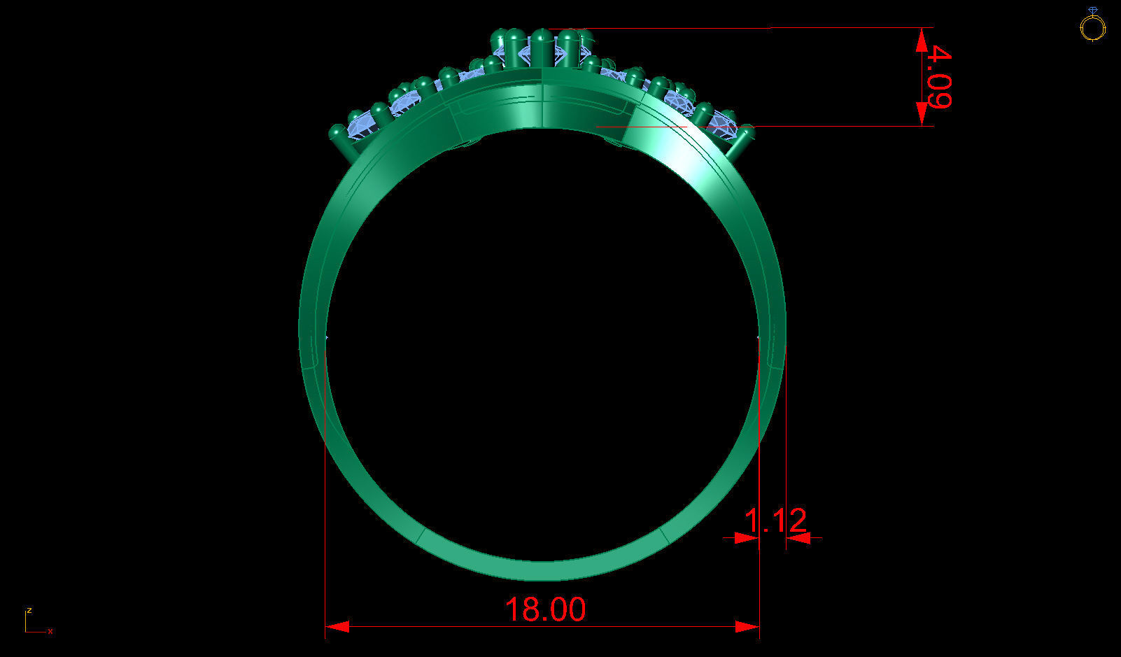 Chaumet Crown Diamond Gold Ring 3D print model_12