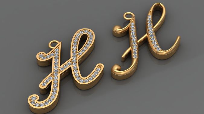 H LETTER DIAMOND PENDANT 3D 3D print model