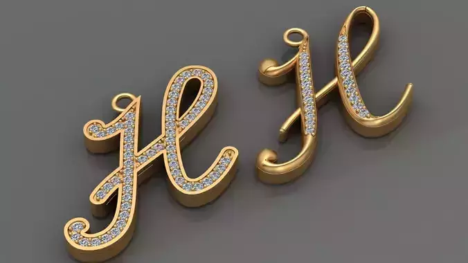 H LETTER DIAMOND PENDANT 3D 3D print model