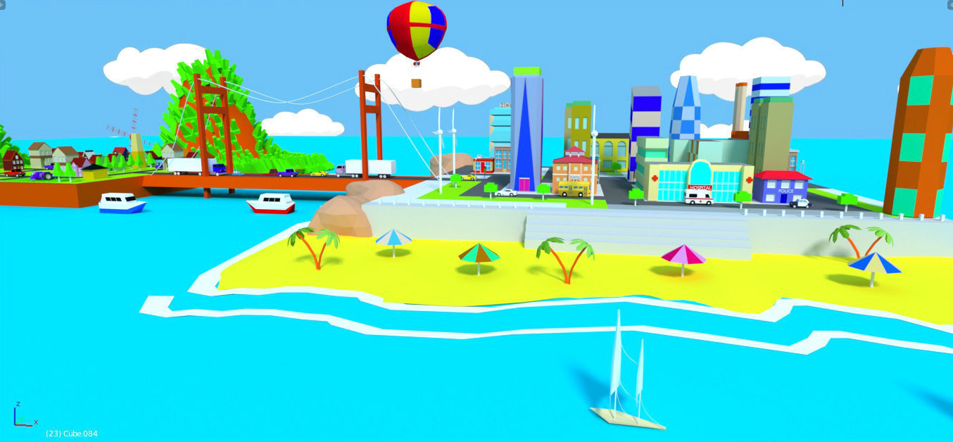 low poly The diverse city Free low-poly 3D model_3