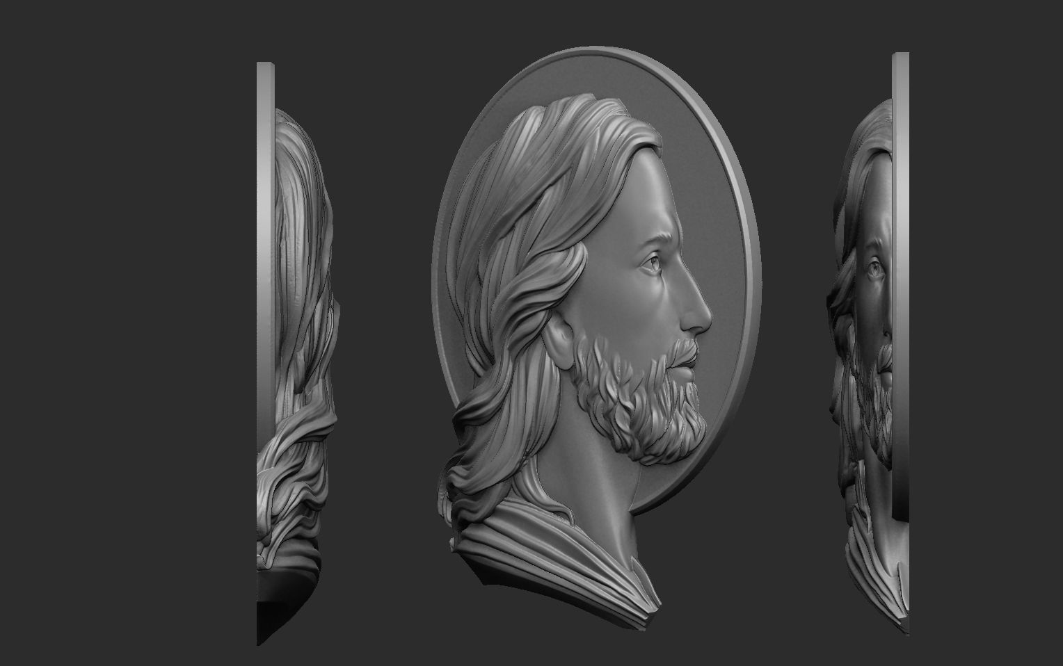 Jesus Profile Pendant 3D print model_1