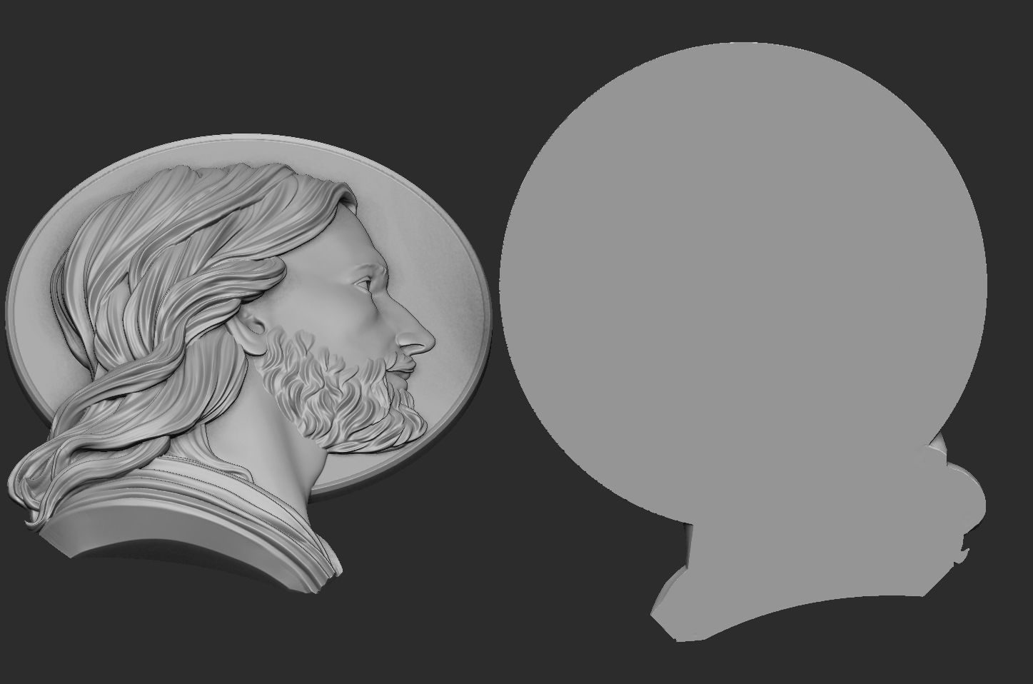 Jesus Profile Pendant 3D print model_4