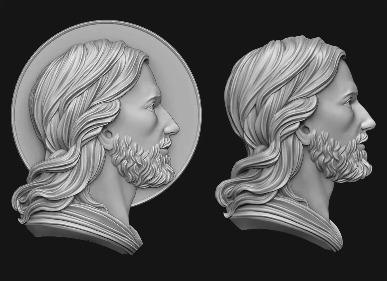 Jesus Profile Pendant 3D print model_0
