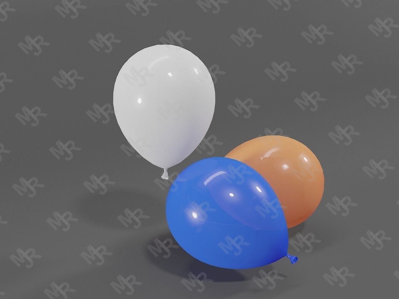 Balloons peach balloon Low-poly 3D model_4