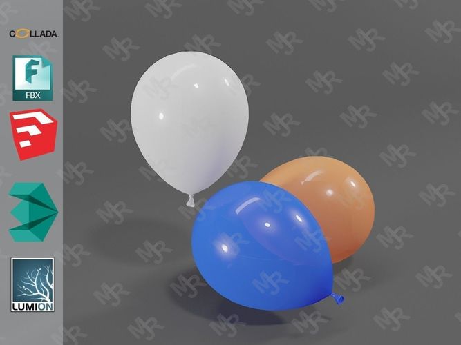 Balloons peach balloon Low-poly 3D model