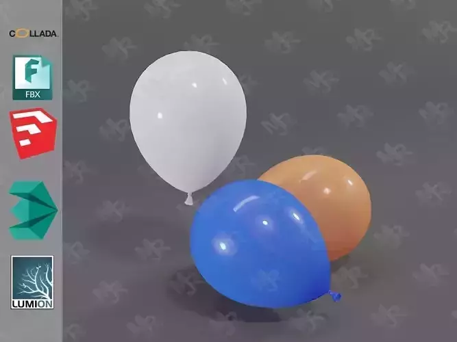 Balloons peach balloon Low-poly 3D model