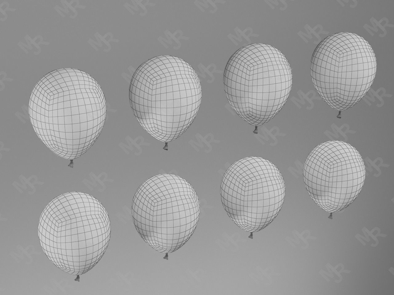 Balloons peach balloon Low-poly 3D model_8