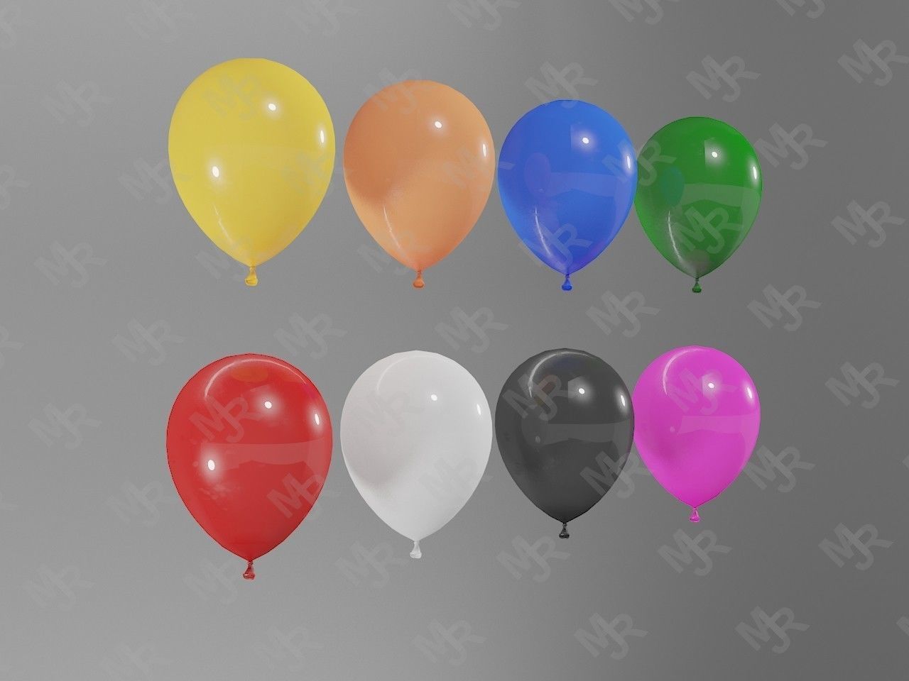 Balloons peach balloon Low-poly 3D model_2