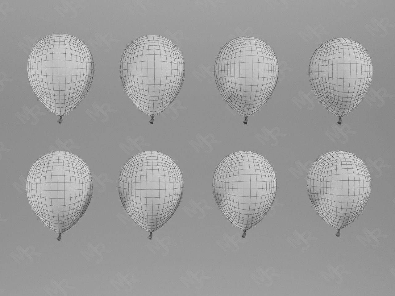 Balloons peach balloon Low-poly 3D model_7