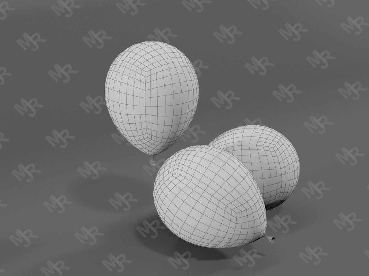 Balloons peach balloon Low-poly 3D model_9