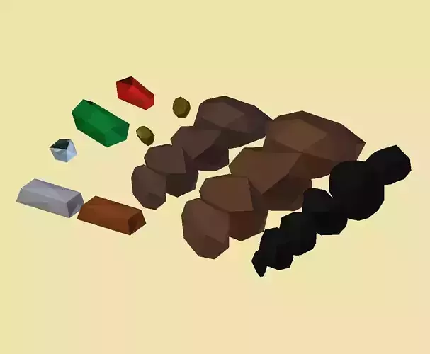 PACK 013 Minerals Coal Copper Iron Gold Ruby Emerald Diamond