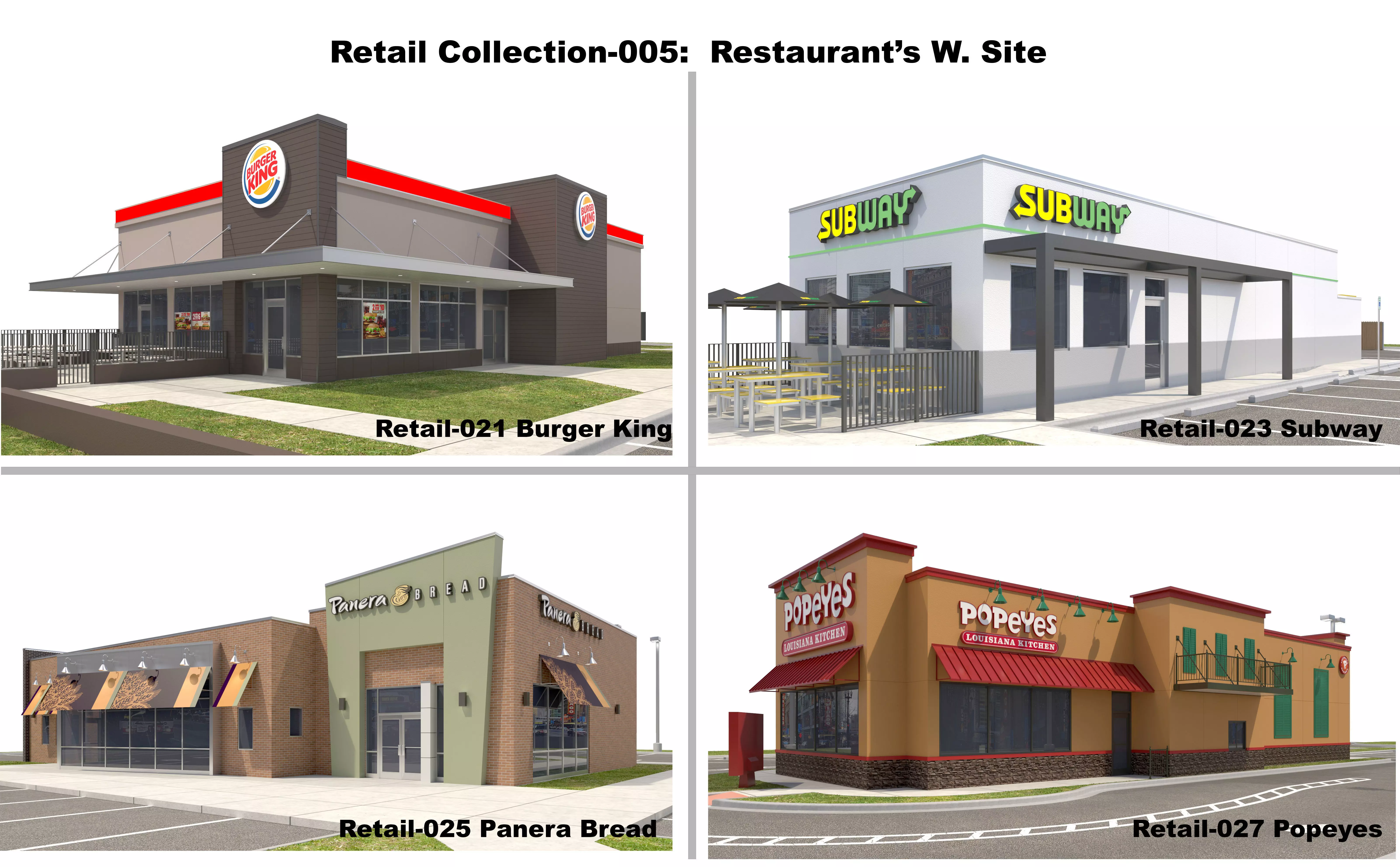 Retail Collection-005 Restaurants With Site 3D model_0