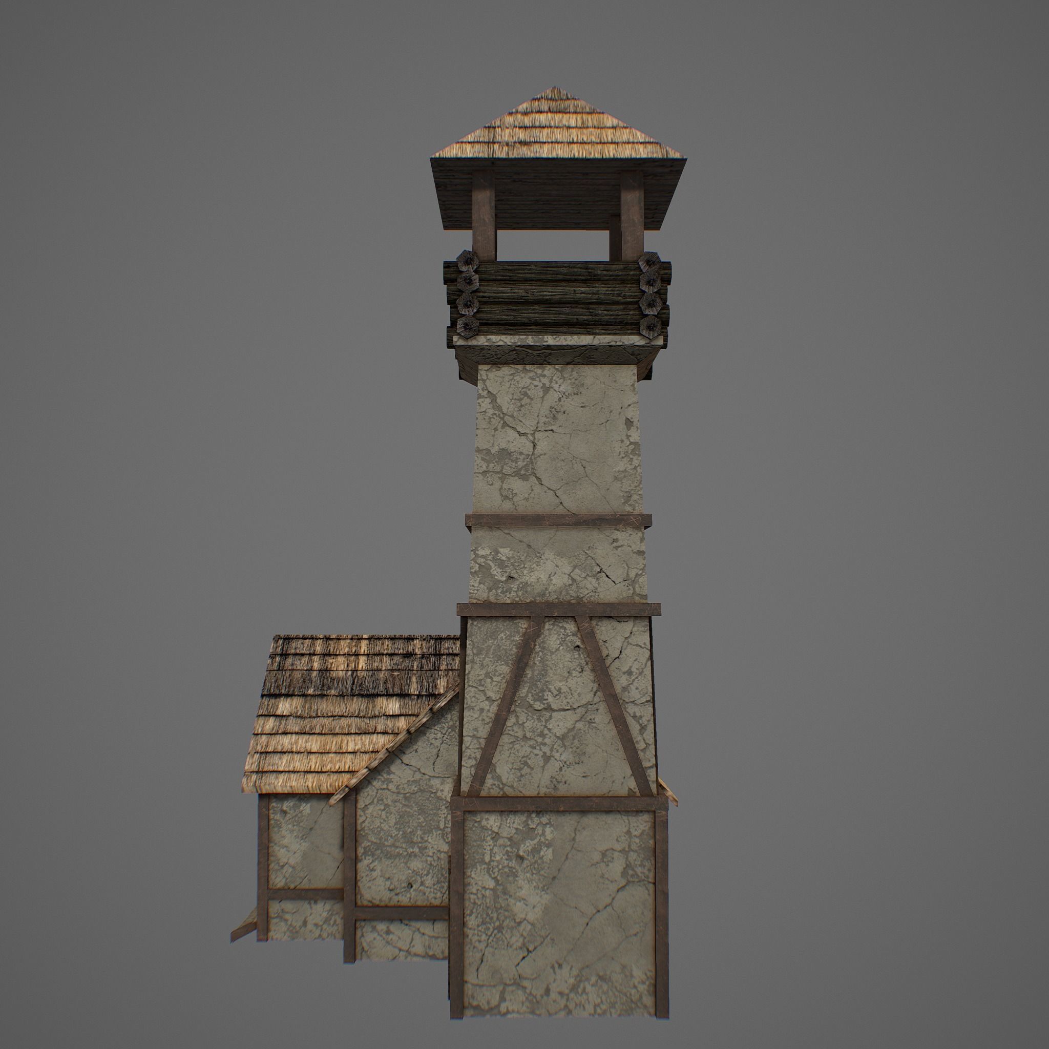 Medieval fortress Low-poly 3D model_11