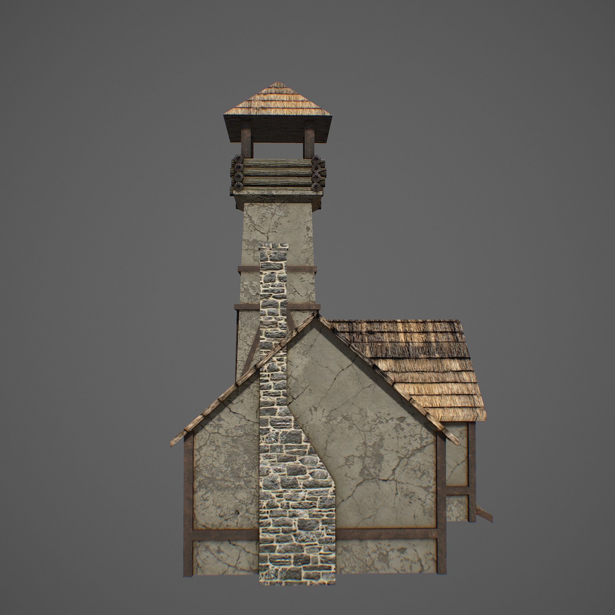 Medieval fortress Low-poly 3D model_2