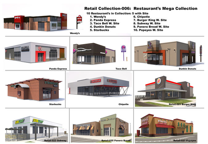 Retail Collection-006 Restaurants Mega Collection 3D model