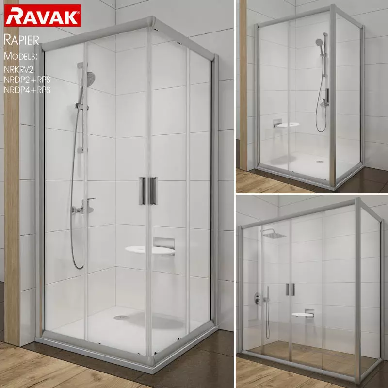Corner shower cabins Ravak Rapier 3D model_0