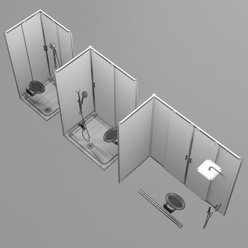 Corner shower cabins Ravak Rapier 3D model_16