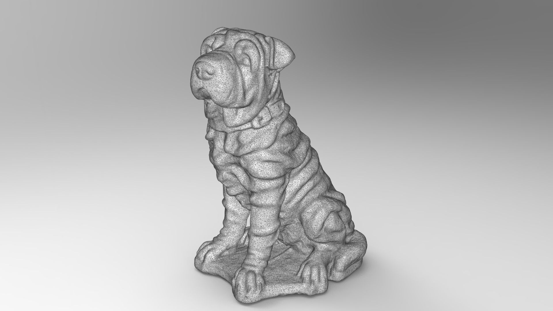 sitting dog 3D print model_4