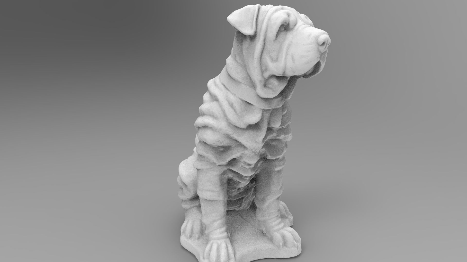 sitting dog 3D print model_2