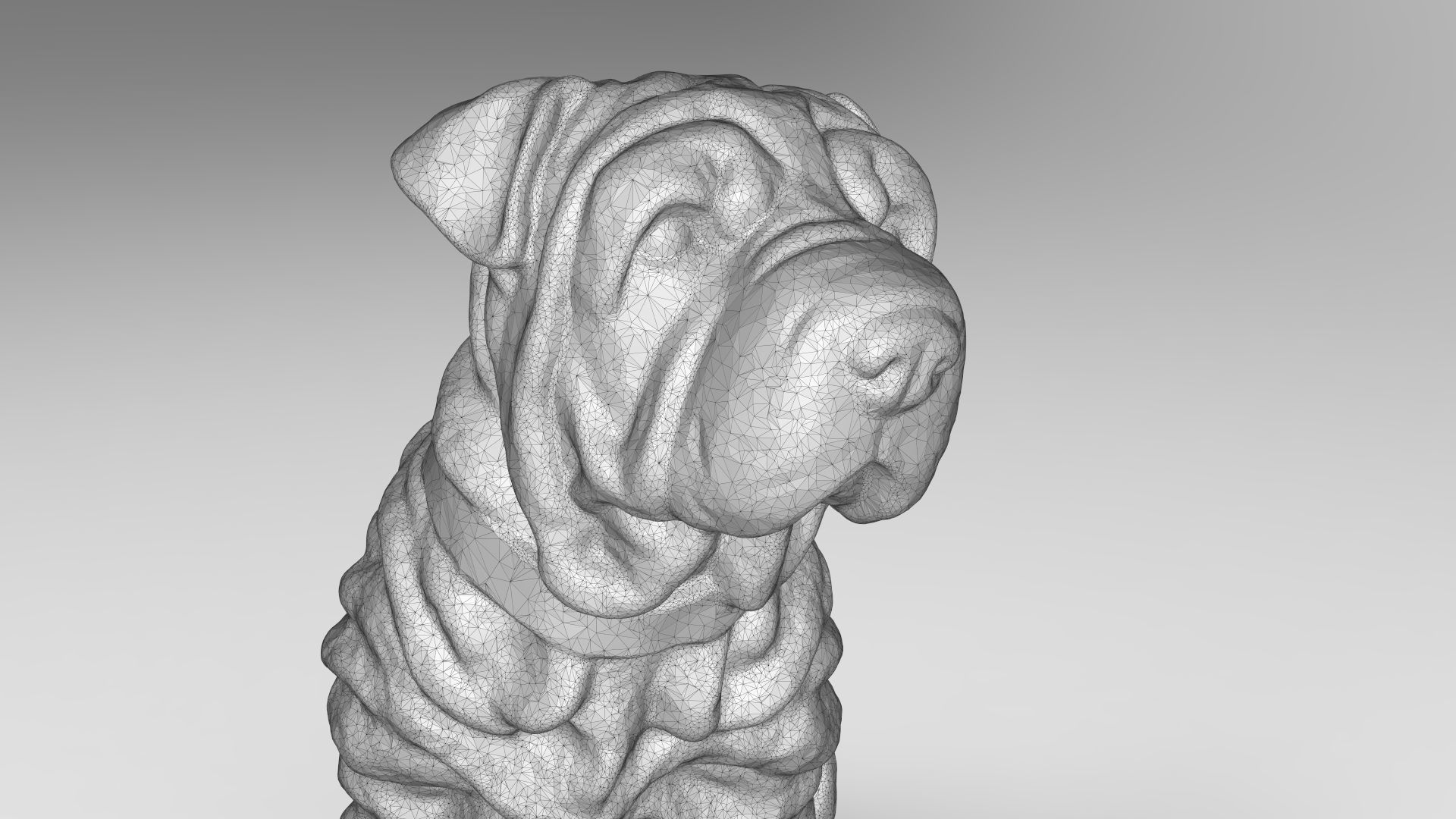 sitting dog 3D print model_3